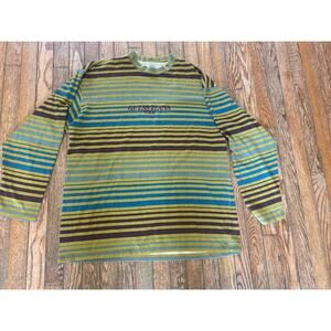 Vintage Guess Jeans Striped Shirt Long Sleeve Tee Embroidered USA Made 90s XL
